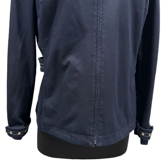 ST John Sport by Marie Gray Navy Blue Zip Front Grommet Trim Sport Coat Jacket - Picture 4 of 16